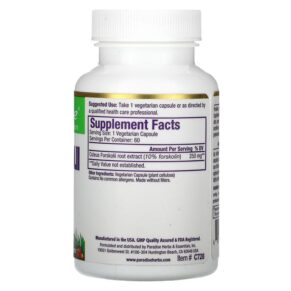 Paradise Herbs Coleus Forskolii 60 Vegetarian Capsules 601944777289