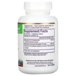 Paradise Herbs CoQ10 60 Vegetarian Capsules 601944777548