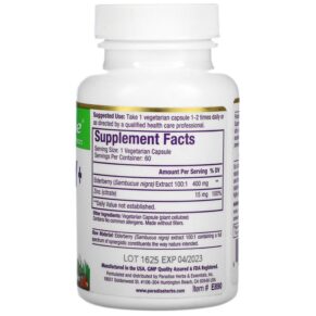 Paradise Herbs Earth's Blend Elderberry+ with Zinc 60 Vegetarian Capsules 601944778903