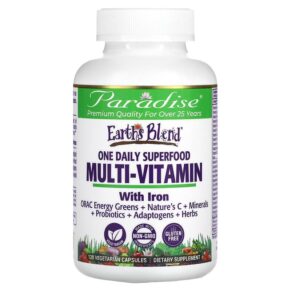 Paradise Herbs Earth's Blend One Daily Superfood Multi-Vitamin + Iron 120 viên 601944778828