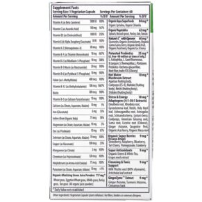 Paradise Herbs Earth's Blend One Daily Superfood Multi-Vitamin with Iron 60 Vegetarian Capsules 601944778293