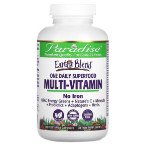 Paradise Herbs Earth's Blend One Daily Superfood Multi-Vitamin No Iron 120 viên 601944778835