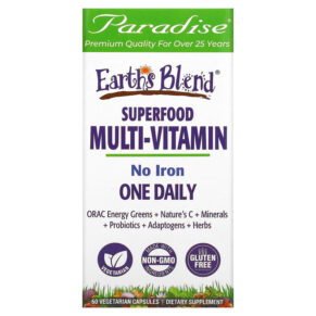 Paradise Herbs Earth's Blend One Daily Superfood Multi-Vitamin No Iron 60 viên 601944778279