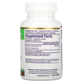 Paradise Herbs Goji 60 Vegetarian Capsules 601944777302