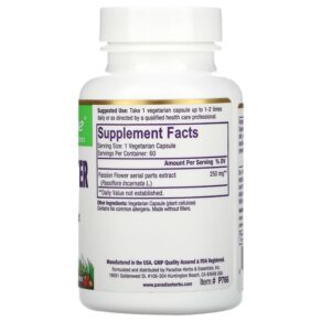 Paradise Herbs Passion Flower 60 Vegetarian Capsules 601944777661