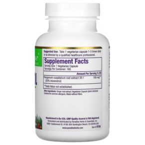Paradise Herbs Resveratrol 180 Vegetarian Capsules 601944777869