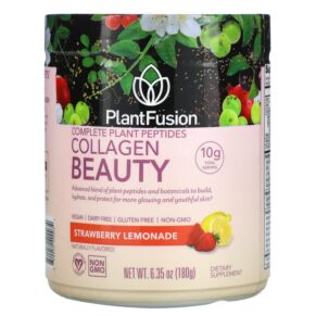 PlantFusion Complete Plant Peptides Collagen Beauty Strawberry Lemonade 6.35 oz (180 g) 840052400034