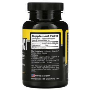 Primaforce Yohimbine HCl 2.5 mg 90 Vegetarian Capsules 811445020399