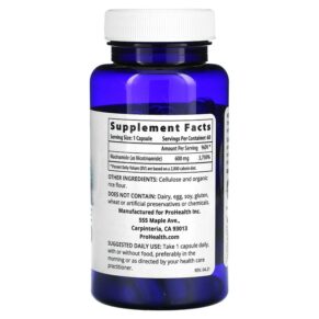 ProHealth Longevity Niacinamide 600 mg 60 Capsules 850023410108