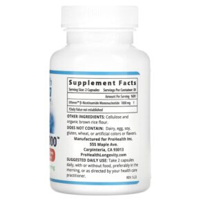 ProHealth Longevity Uthever NMN Pro 1000 500 mg 60 Capsules 850030779045