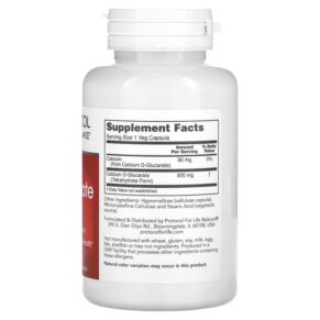 Protocol for Life Balance Calcium D-Glucarate 500 mg 90 Veg Capsules 707359130975