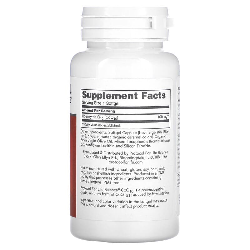 Protocol for Life Balance CoQ10 100 mg 90 Softgels 8 Thành phần vi chất Protocol for Life Balance CoQ10 100 mg 90 viên 707359132085