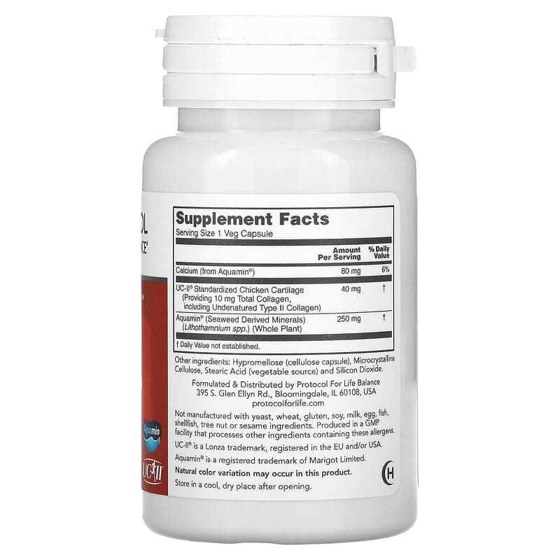 Protocol for Life Balance Joint-UC 60 Veg Capsules 8 Thành phần vi chất Protocol for Life Balance Joint-UC 60 viên 707359131347
