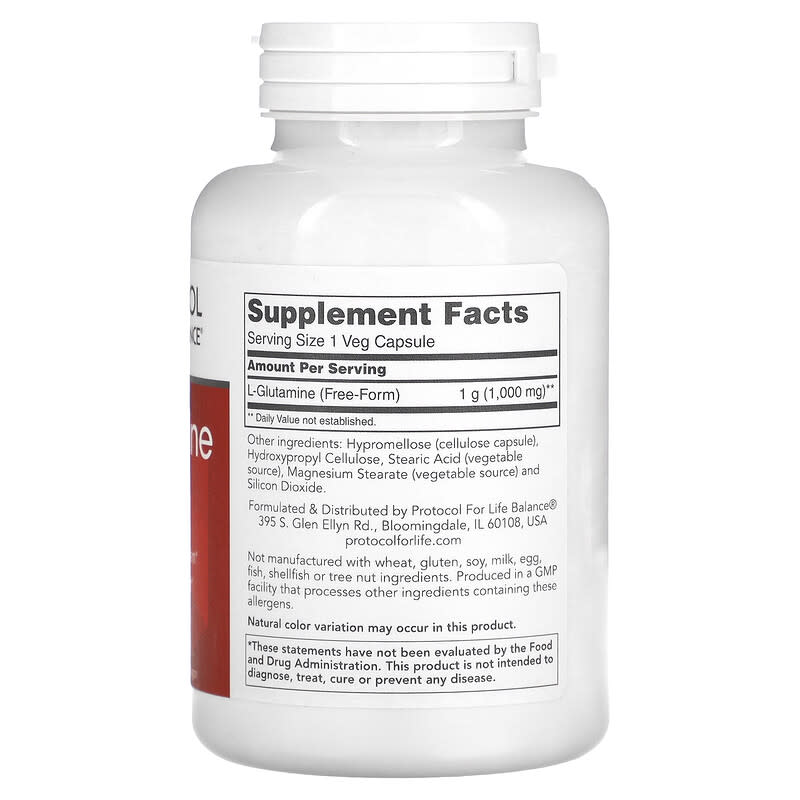 Protocol for Life Balance L-Glutamine 1.000 mg 120 Veg Capsules 8 Thành phần vi chất Protocol for Life Balance L-Glutamine 1.000 mg 120 viên 707359100947