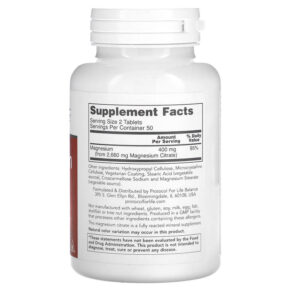 Protocol for Life Balance Magnesium Citrate 100 Tablets 707359112902