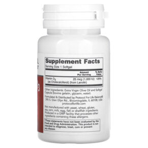 Protocol for Life Balance Vitamin D3 1.000 IU 120 Softgels 707359103658