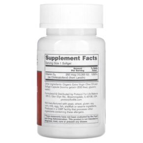 Protocol for Life Balance Vitamin D3 High Potency 10.000 IU 120 Softgels 707359103764
