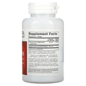 Protocol for Life Balance Zinc Glycinate 30 mg 120 Softgels 707359115545