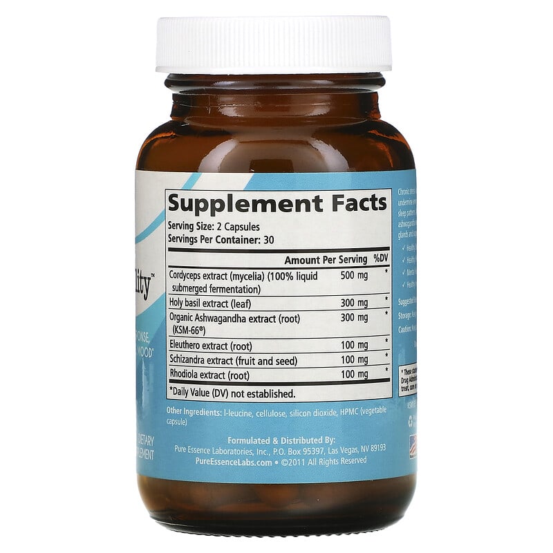 Pure Essence AdrenalStability 60 Vegi-Caps 8 Thành phần vi chất Pure Essence AdrenalStability 60 viên 659670130021