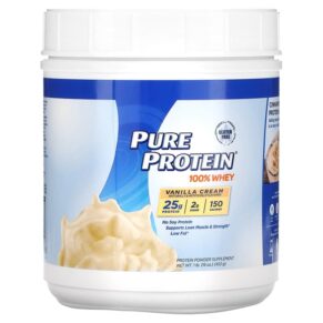 Pure Protein 100% Whey Pure Protein Vanilla Cream 1 lb (453 g) 749826443126