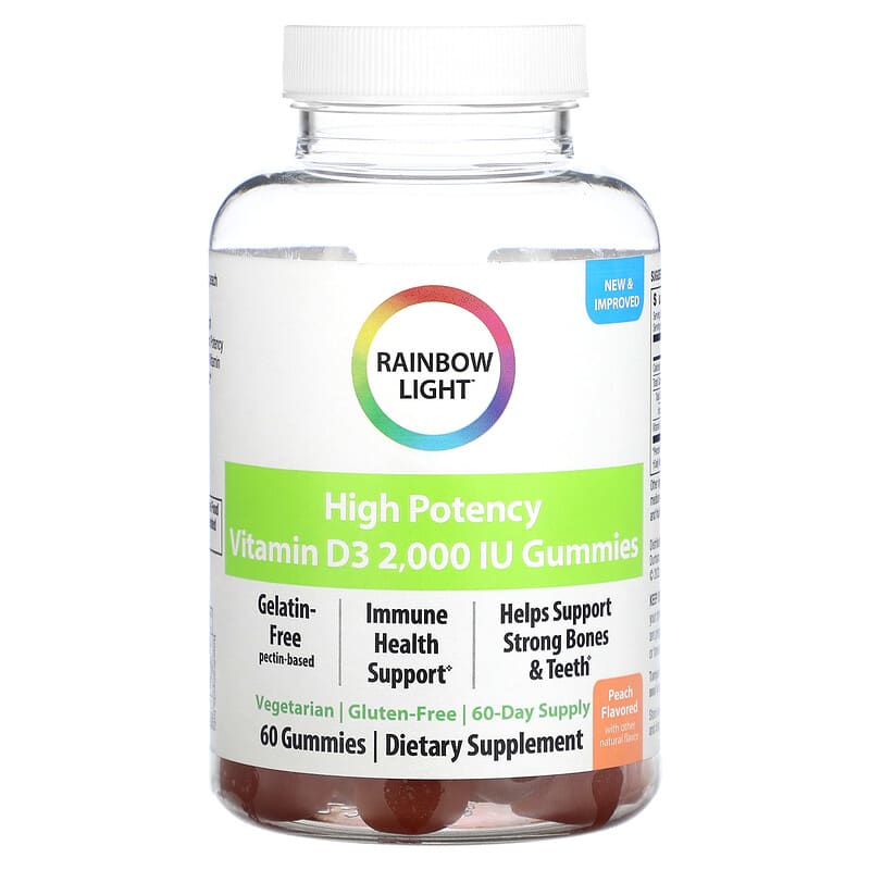 Rainbow Light High Potency Vitamin D3 Peach 2.000 IU 60 Gummies 1 Rainbow Light High Potency Vitamin D3 Peach 2.000 IU 60 viên 021888204380