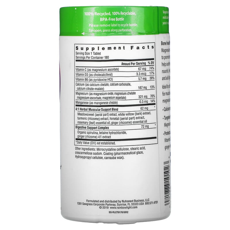 Rainbow Light Magnesium Calcium+ 180 Tablets 8 Thành phần vi chất Rainbow Light Magnesium Calcium+ 180 viên 021888101023
