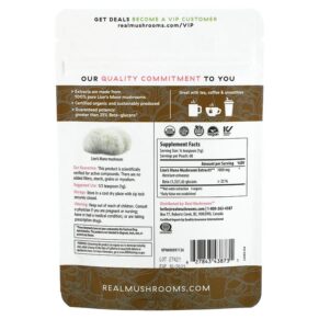 Real Mushrooms Lion's Mane Cognition Bulk Powder 2.12 oz (60 g) 627843438731