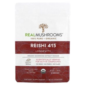 Real Mushrooms Reishi 415 Organic Mushroom Extract Powder 1.59 oz (45 gm) 628110068088