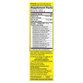 Renew Life Everyday Immune Probiotics Zinc & Vitamin C 30 Vegetarian Capsules 631257122056