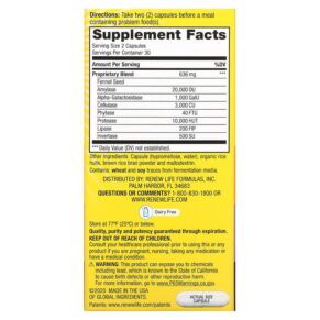 Renew Life Gas Stop Enzyme Formula 60 Vegetarian Capsules 631257534897