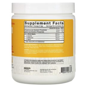 RSP Nutrition BCAA 5000 Instantized BCAAs Orange Mango 5.000 mg 7.94 oz (225 g) 858491007332