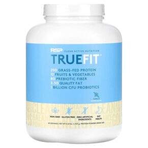 RSP Nutrition TrueFit Grass-Fed Protein Powder Drink Mix + Fruits & Veggies Vanilla 4.23 lbs (1.920 g) 858491007424