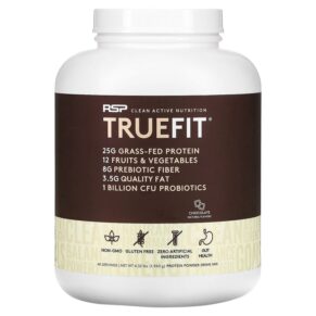 RSP Nutrition TrueFit Grass-Fed Whey Protein Shake + Fruits & Vegetables Chocolate 4.32 lbs (1.960 kg) 858491007417