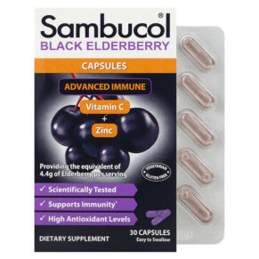 Sambucol Black Elderberry Advanced Immune + Vitamin C + Zinc 30 viên 896116001624