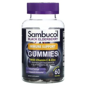 Sambucol Black Elderberry Immune Support + Vitamin C & Zinc Natural Berry 60 viên 896116001310