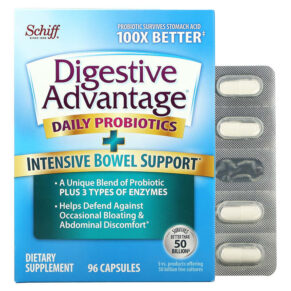 Schiff Digestive Advantage Daily Probiotics + Intensive Bowel Support 96 viên 815066001171