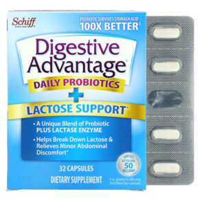 Schiff Digestive Advantage Daily Probiotics + Lactose Support 32 viên 815066001010