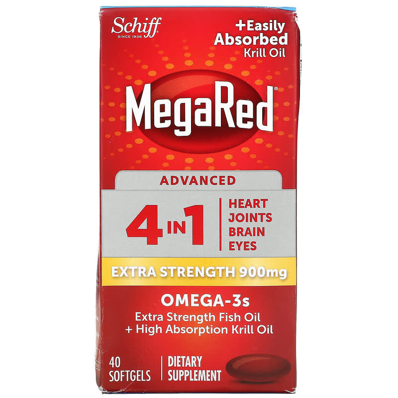 Schiff MegaRed Advanced 4 In 1 Omega-3s Extra Strength 900 mg 40 Softgels 1 Schiff MegaRed Advanced 4 In 1 Omega-3s Extra Strength 900 mg 40 viên 020525963994
