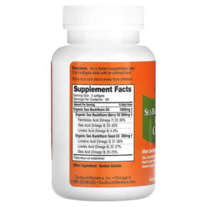 SeaBuckWonders Sea Buckthorn Oil Blend Omega-7 Complete 500 mg 120 Softgels 674756780037