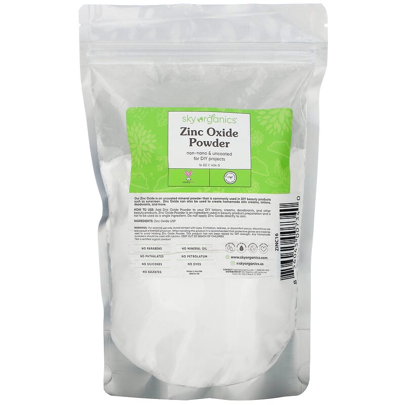 Sky Organics Zinc Oxide Powder 16 oz (454 g) 1 Sky Organics Zinc Oxide Powder 16 oz (454 g) 856045007340
