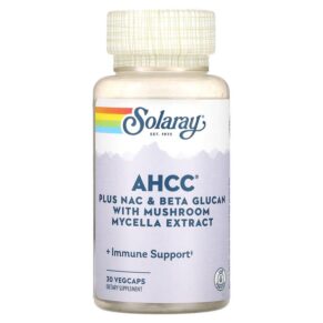 Solaray AHCC Plus NAC & Beta Glucan + Mushroom Mycelia Extract 30 Vegecaps 076280749748