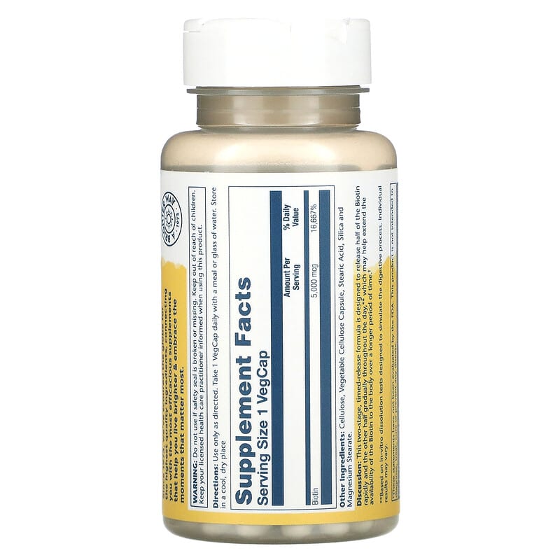 Solaray Biotin 5.000 mcg 60 VegCaps 8 Thành phần vi chất Solaray Biotin 5.000 mcg 60 viên 076280435467