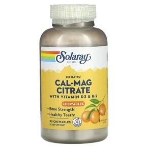 Solaray Cal-Mag Citrate + Vitamin D3 & K2 Natural Orange 90 viên 076280373691