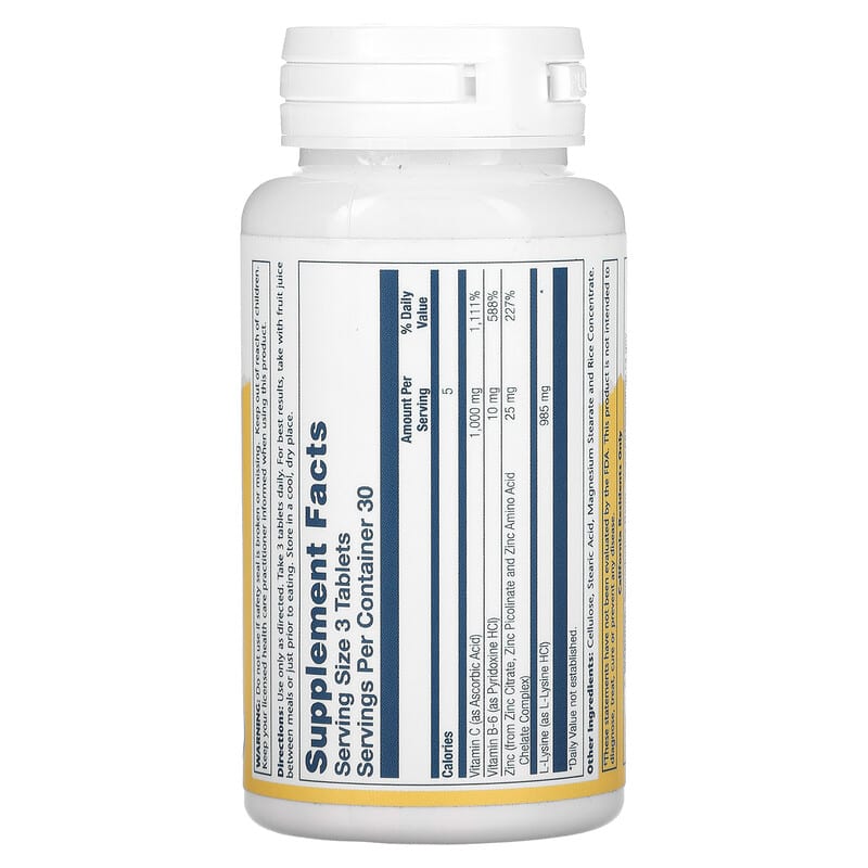 Solaray L-Lysine 333 mg 90 Tablets 8 Thành phần vi chất Solaray L-Lysine 333 mg 90 viên 076280048605