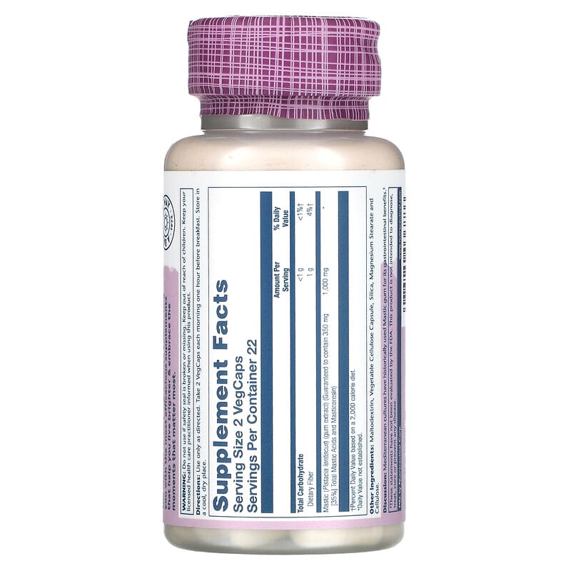 Solaray Mastic Gum 500 mg 45 VegCaps 8 Thành phần vi chất Solaray Mastic Gum 500 mg 45 viên 076280036886