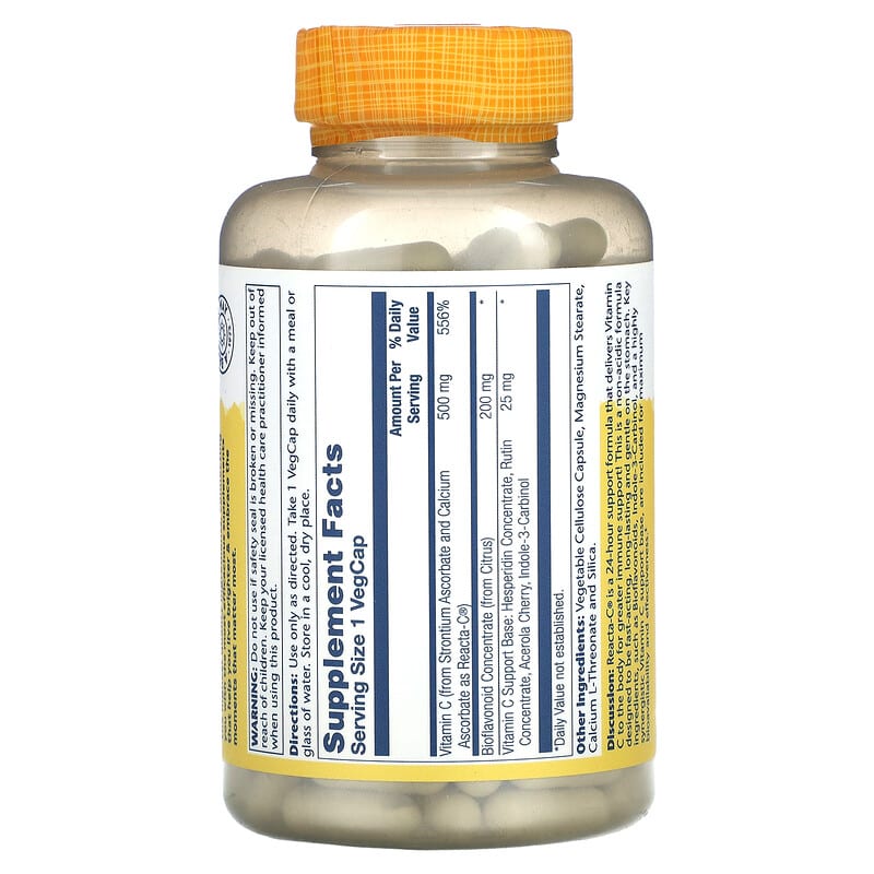 Solaray Reacta-C 500 mg 180 VegCaps 8 Thành phần vi chất Solaray Reacta-C 500 mg 180 viên 076280166262