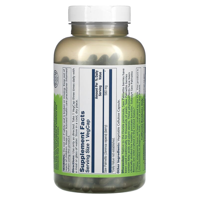 Solaray Saw Palmetto 580 mg 360 VegCaps 8 Thành phần vi chất Solaray Saw Palmetto 580 mg 360 viên 076280015522