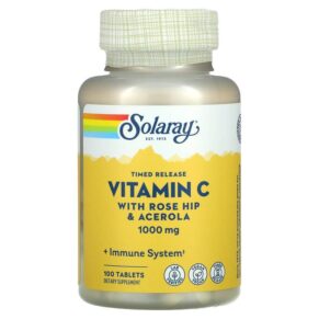 Solaray Timed Release Vitamin C + Rose Hip & Acerola 1.000 mg 100 viên 076280044539