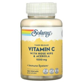Solaray Timed Release Vitamin C + Rose Hips & Acerola 1.000 mg 100 viên 076280044508