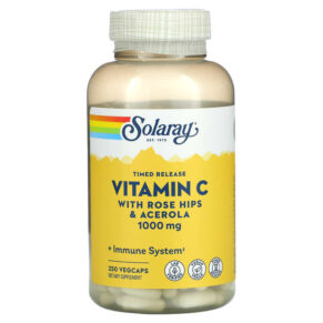 Solaray Timed Release Vitamin C + Rose Hips & Acerola 1.000 mg 250 viên 076280044515